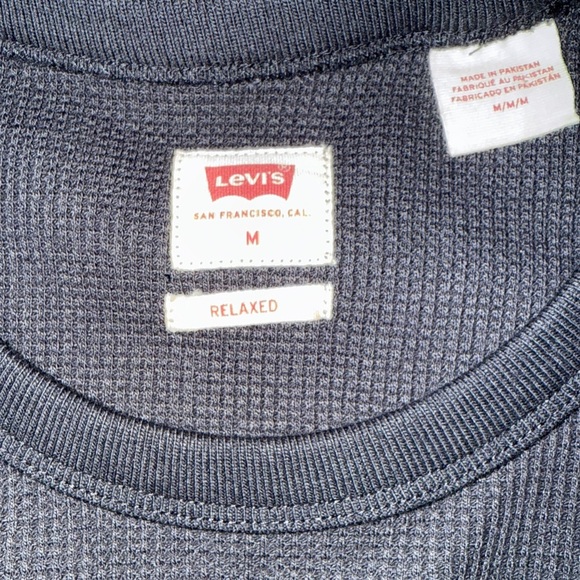 Levi’s Authentic Western Wear Long Sleeve Shirt Men’s M Black Waffle Knit Cactus - Picture 8 of 13